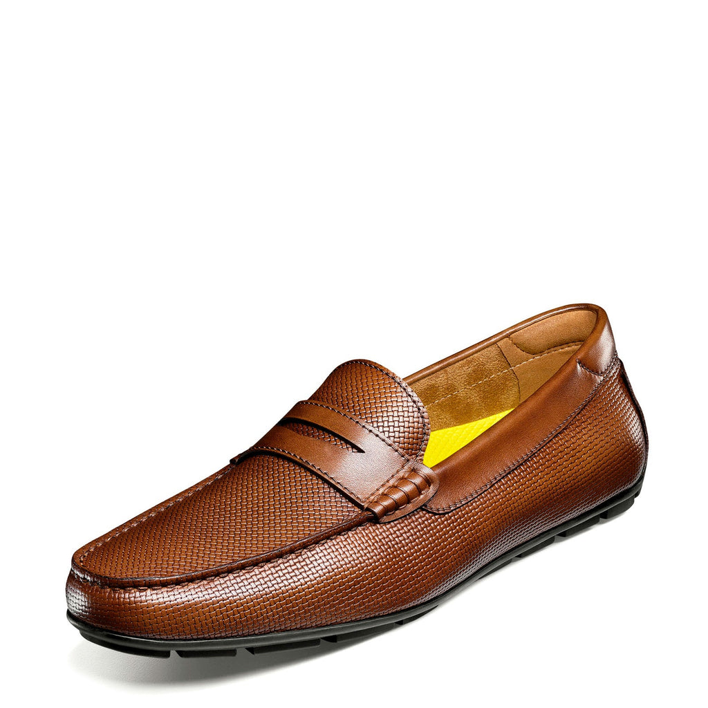 [POS] Men's Florsheim Motor Moc Toe Penny Driver COGNAC WEAVE PRINT 13411-221-POS