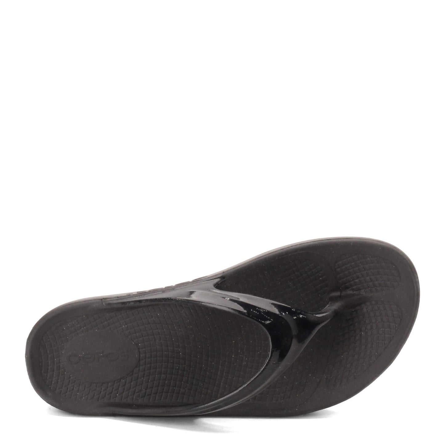 Peltz Shoes  Women's OOFOS OOlala Sandal BLACK PATENT 1400-BLKBLK