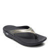 Peltz Shoes  Women's Oofos Oolala Thong Sandal BLACK / BROWN 1400-BLKLATTE