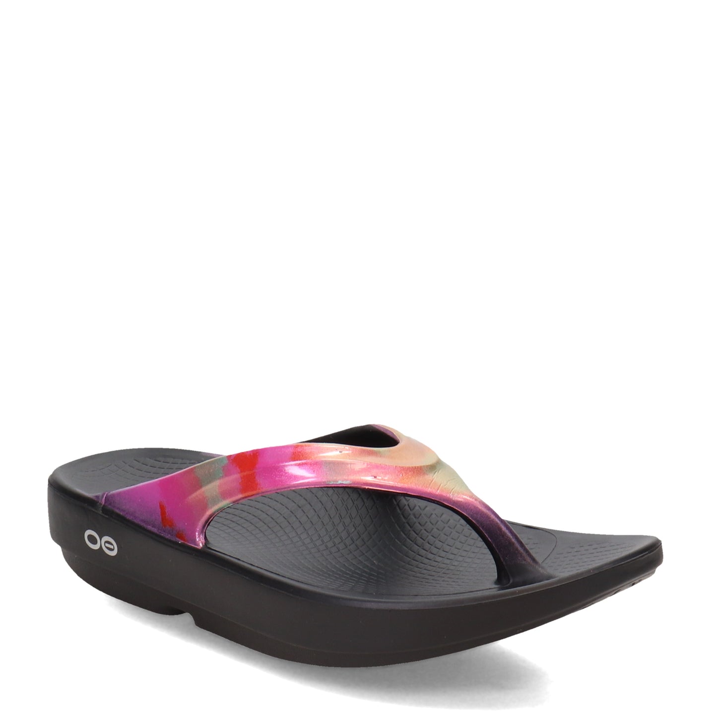 Peltz Shoes  Women's Oofos OOlala Luxe Sandal BLACK MAGENTA 1401-BLACKMAG