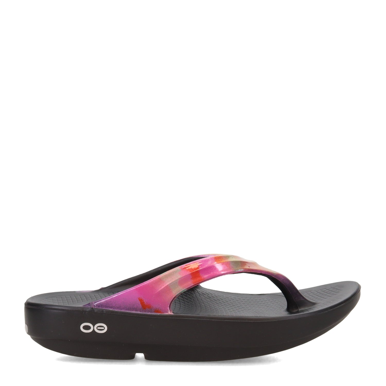 Peltz Shoes  Women's Oofos OOlala Luxe Sandal BLACK MAGENTA 1401-BLACKMAG