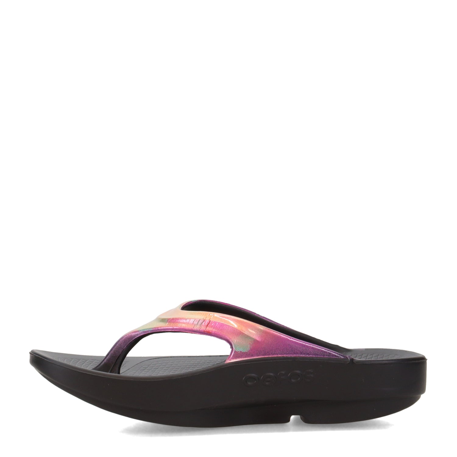 Peltz Shoes  Women's Oofos OOlala Luxe Sandal BLACK MAGENTA 1401-BLACKMAG