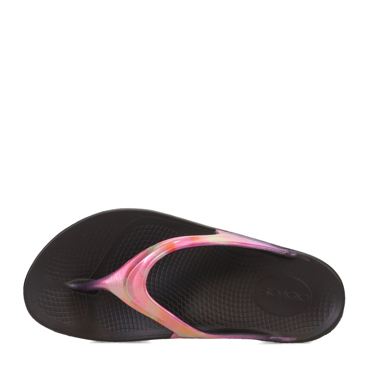 Peltz Shoes  Women's Oofos OOlala Luxe Sandal BLACK MAGENTA 1401-BLACKMAG