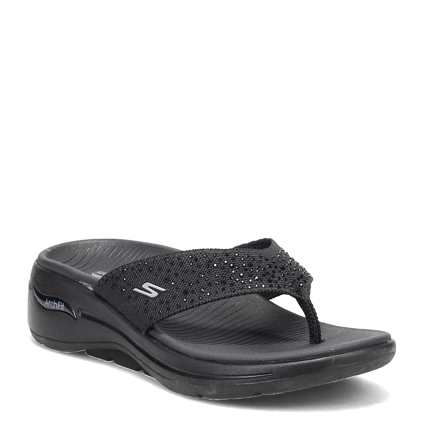 Peltz Shoes  Women's Skechers GOwalk Arch Fit - Dazzle Sandal BLACK 140228-BBK