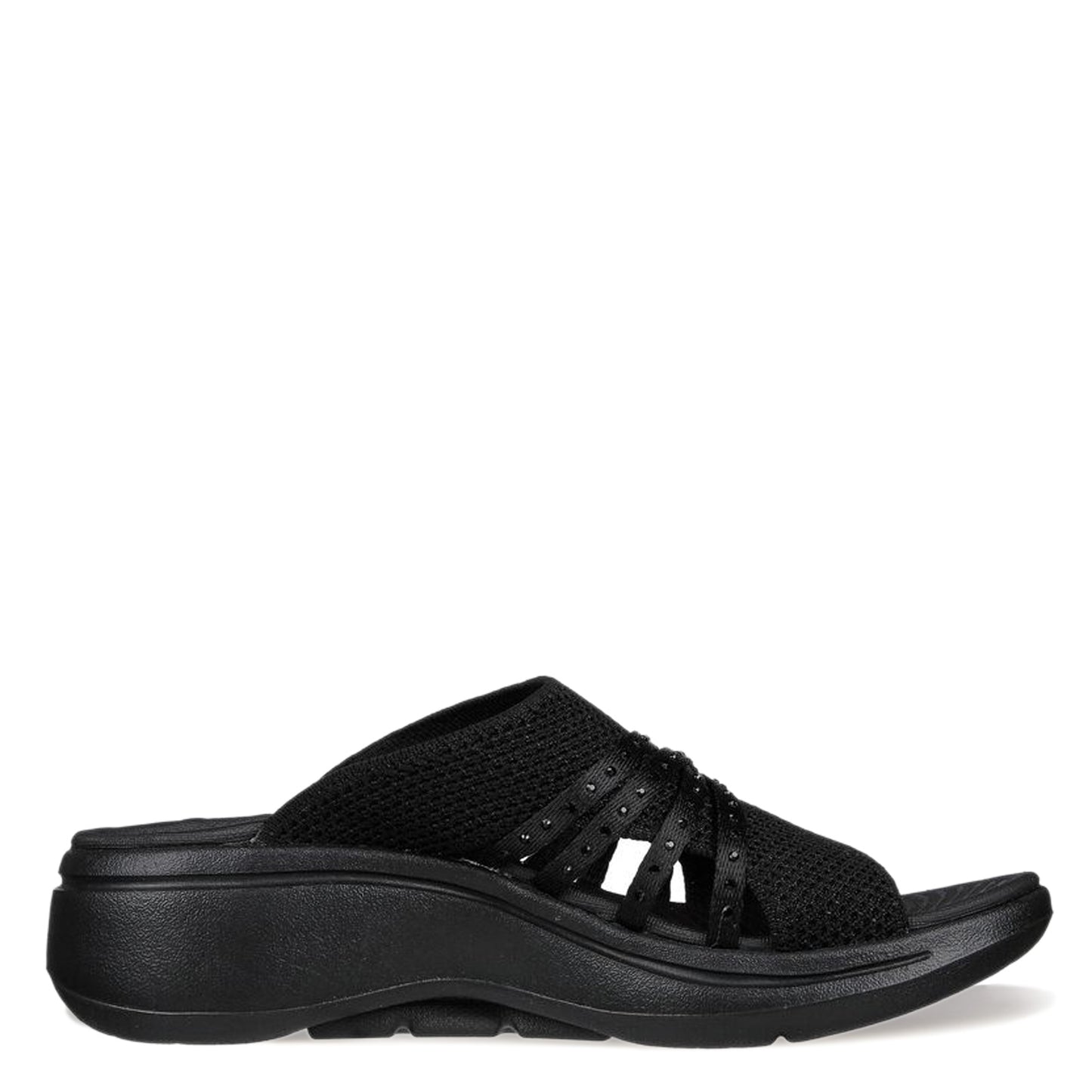 Peltz Shoes  Women's Skechers GO WALK Arch Fit - Glisten Sandal BLACK 140830-BBK