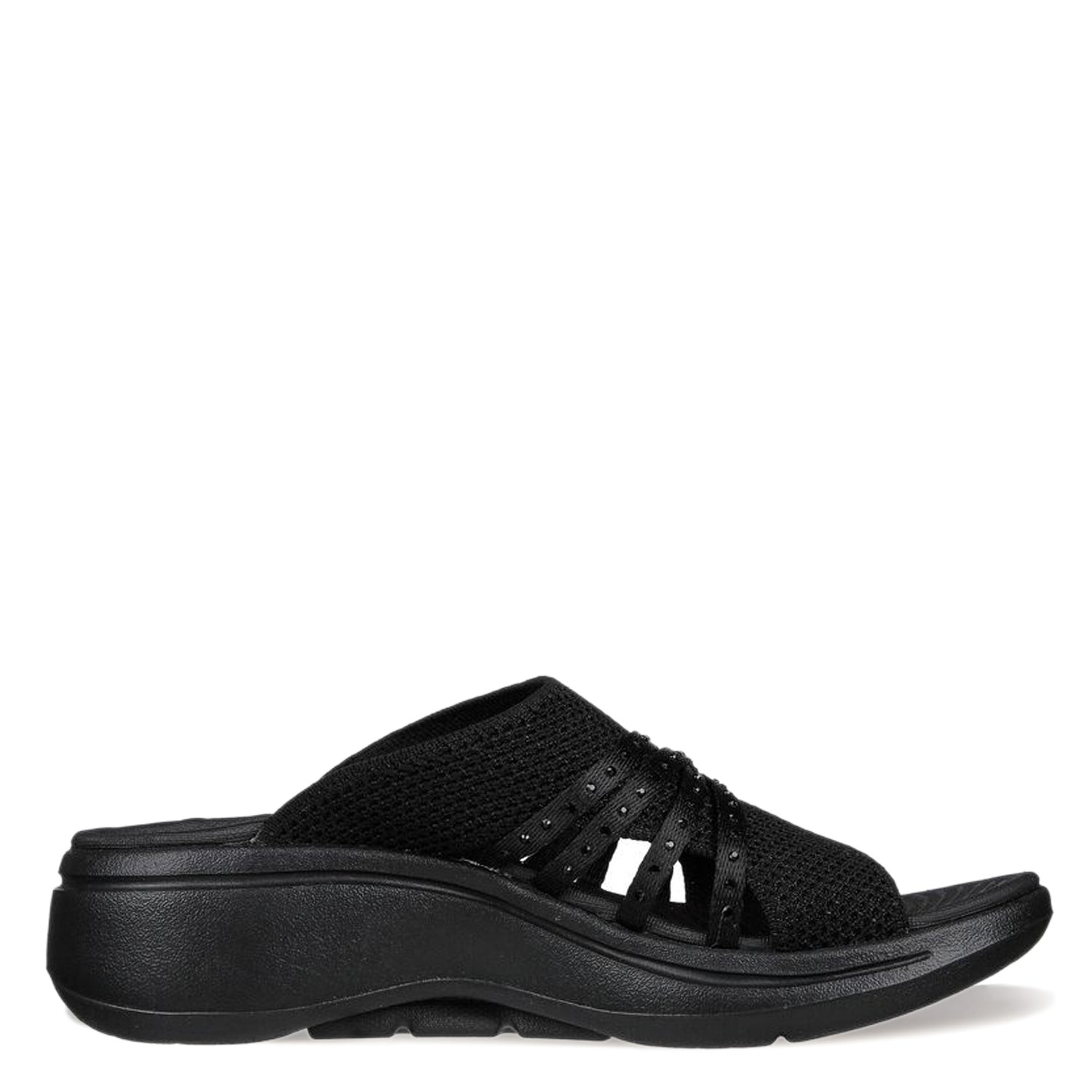 Peltz Shoes  Women's Skechers GO WALK Arch Fit - Glisten Sandal BLACK 140830-BBK