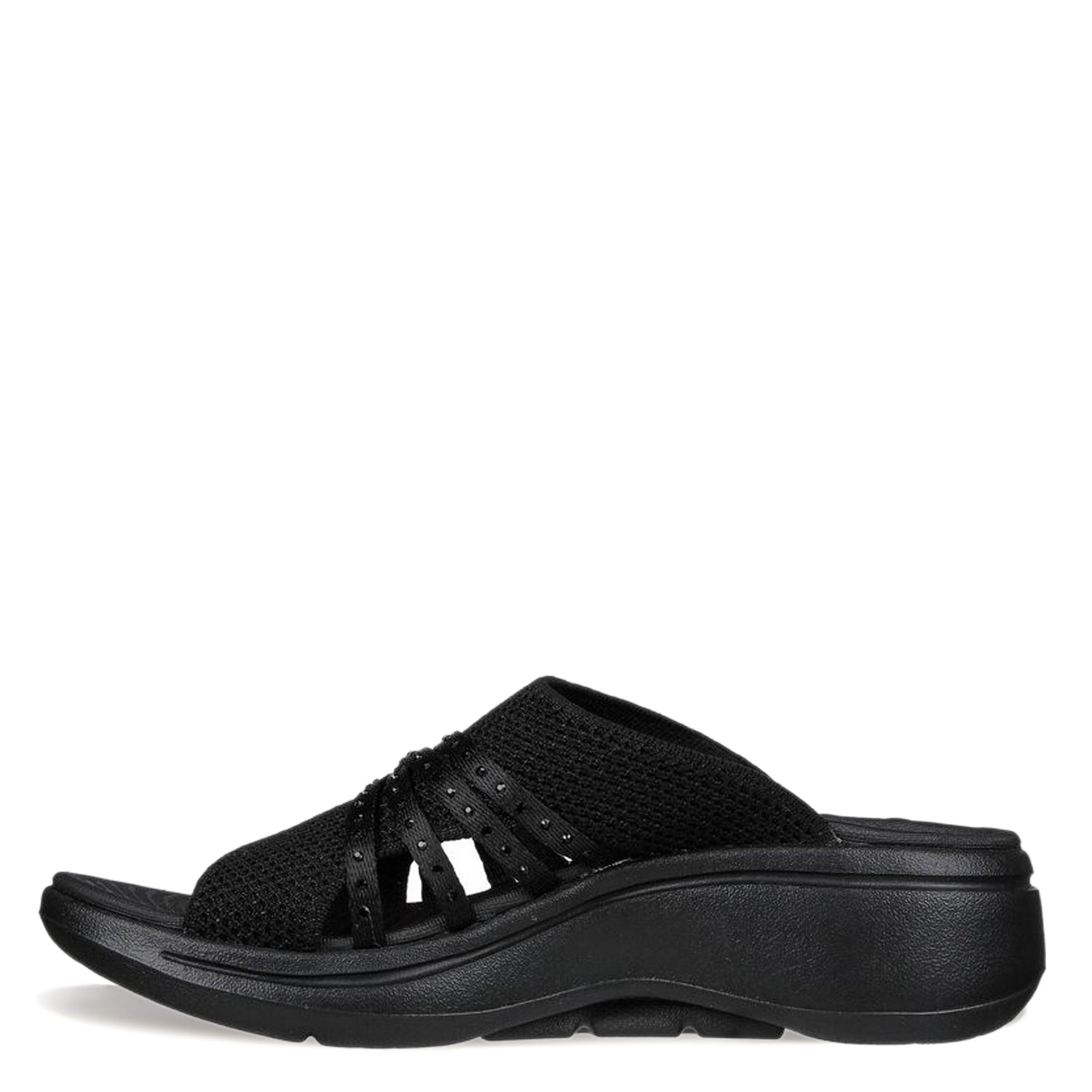 Peltz Shoes  Women's Skechers GO WALK Arch Fit - Glisten Sandal BLACK 140830-BBK
