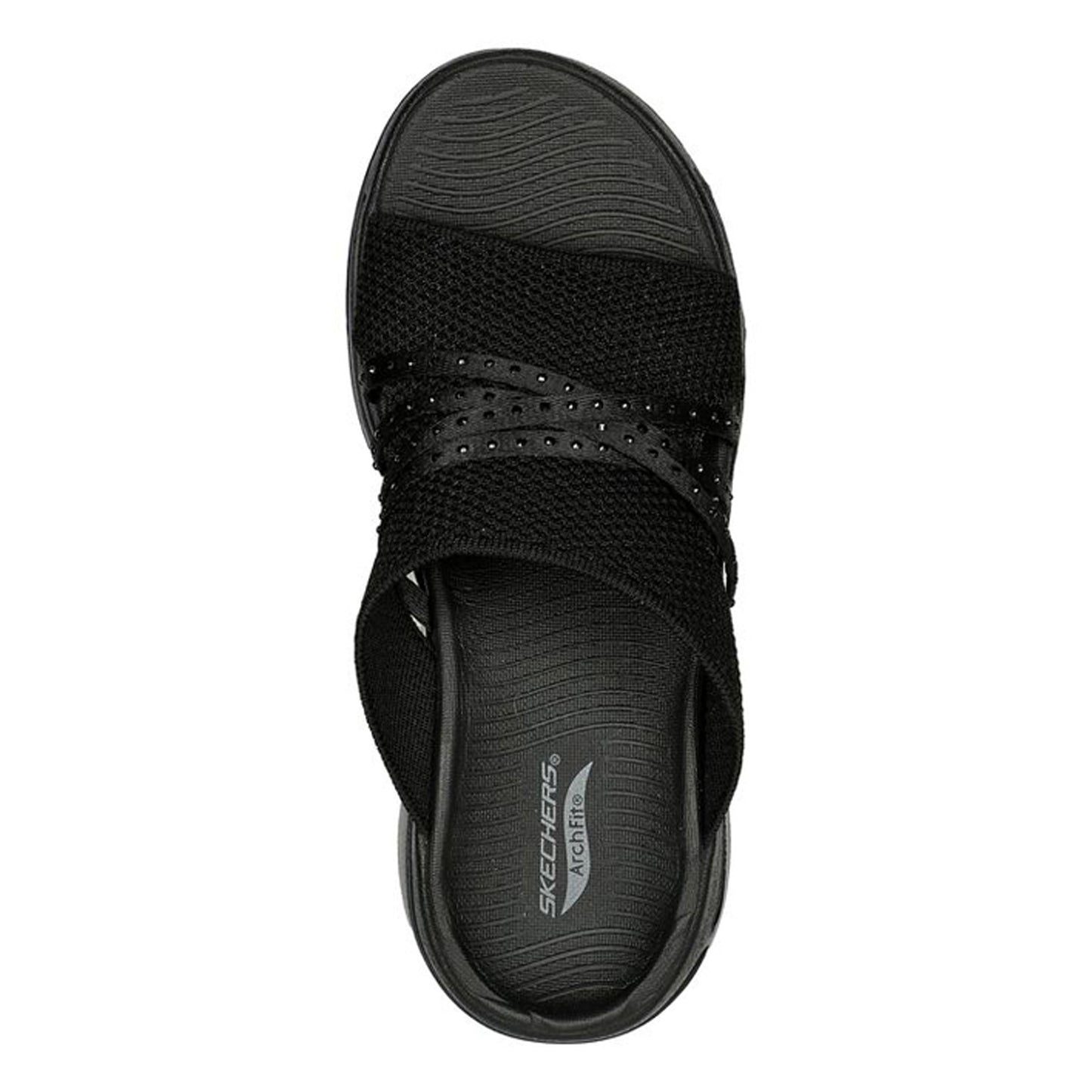 Peltz Shoes  Women's Skechers GO WALK Arch Fit - Glisten Sandal BLACK 140830-BBK
