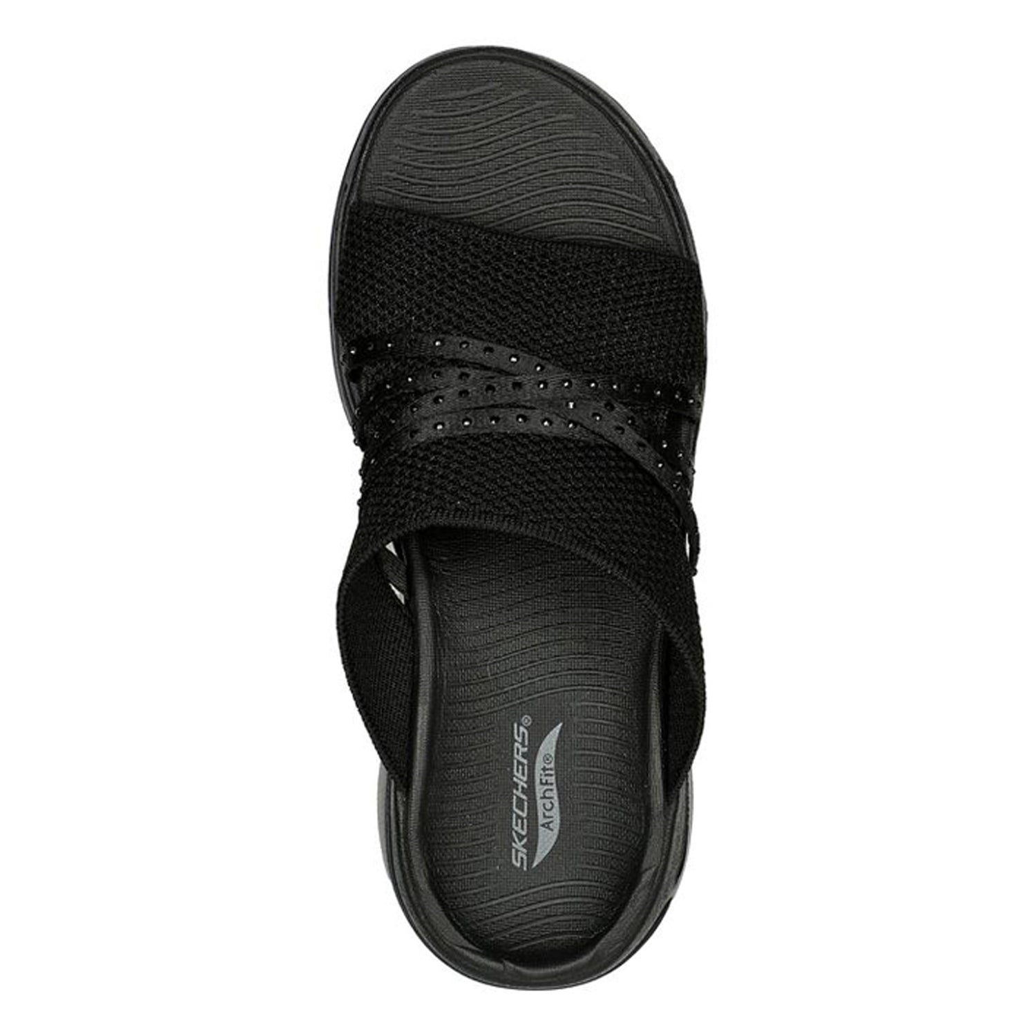 Peltz Shoes  Women's Skechers GO WALK Arch Fit - Glisten Sandal BLACK 140830-BBK