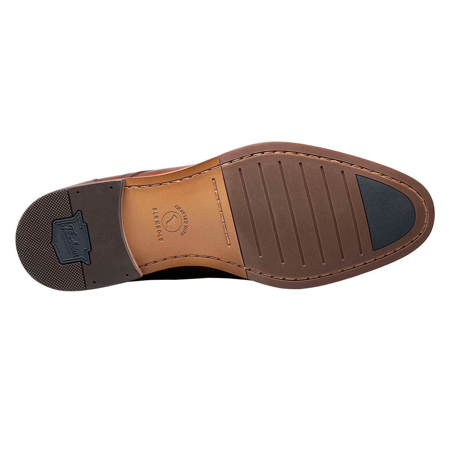 Peltz Shoes  Men's Florsheim Flex Plain Toe Oxford COGNAC 14318-221