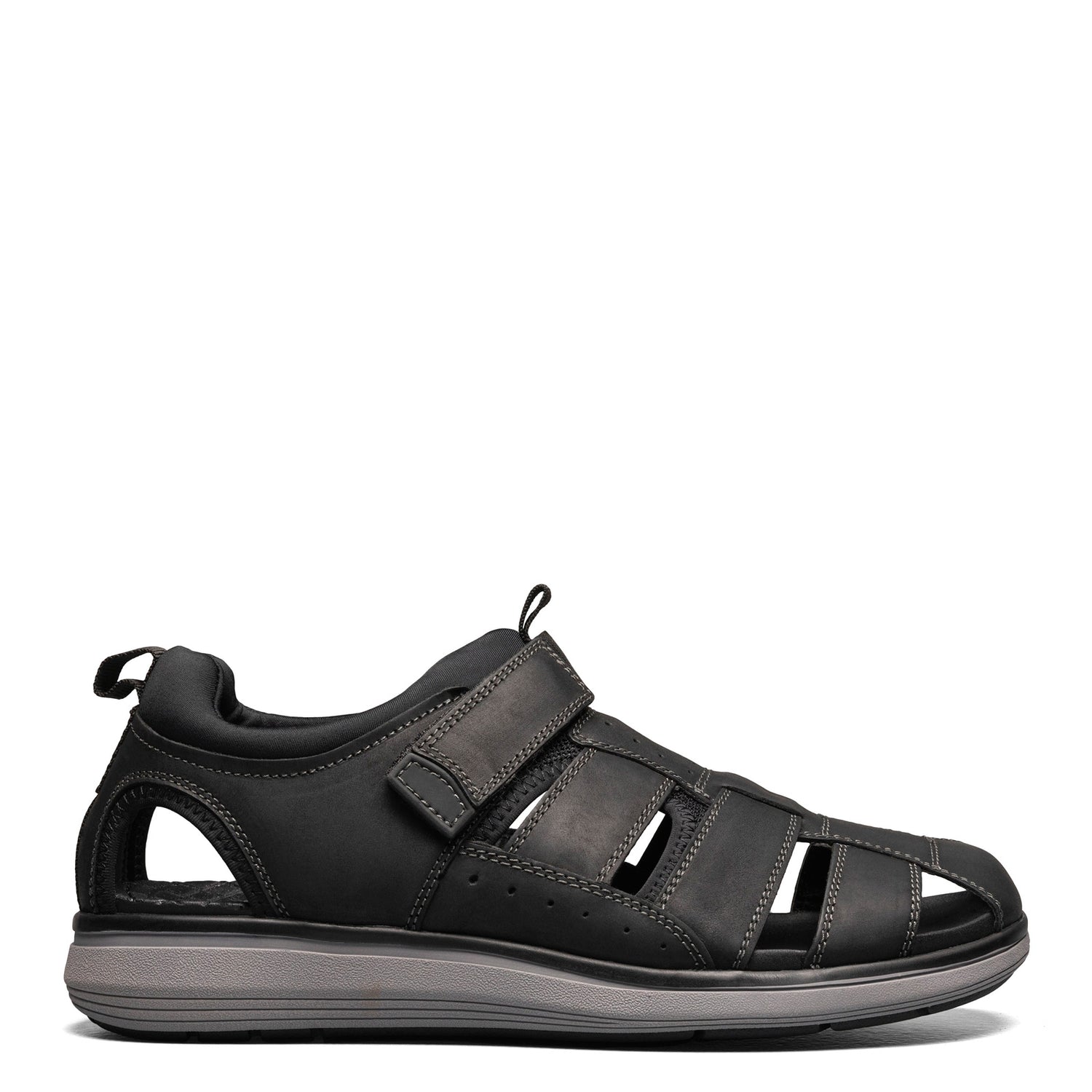Peltz Shoes  Men's Florsheim Venture Fisherman Sandal Black Crazy Horse 14320-010