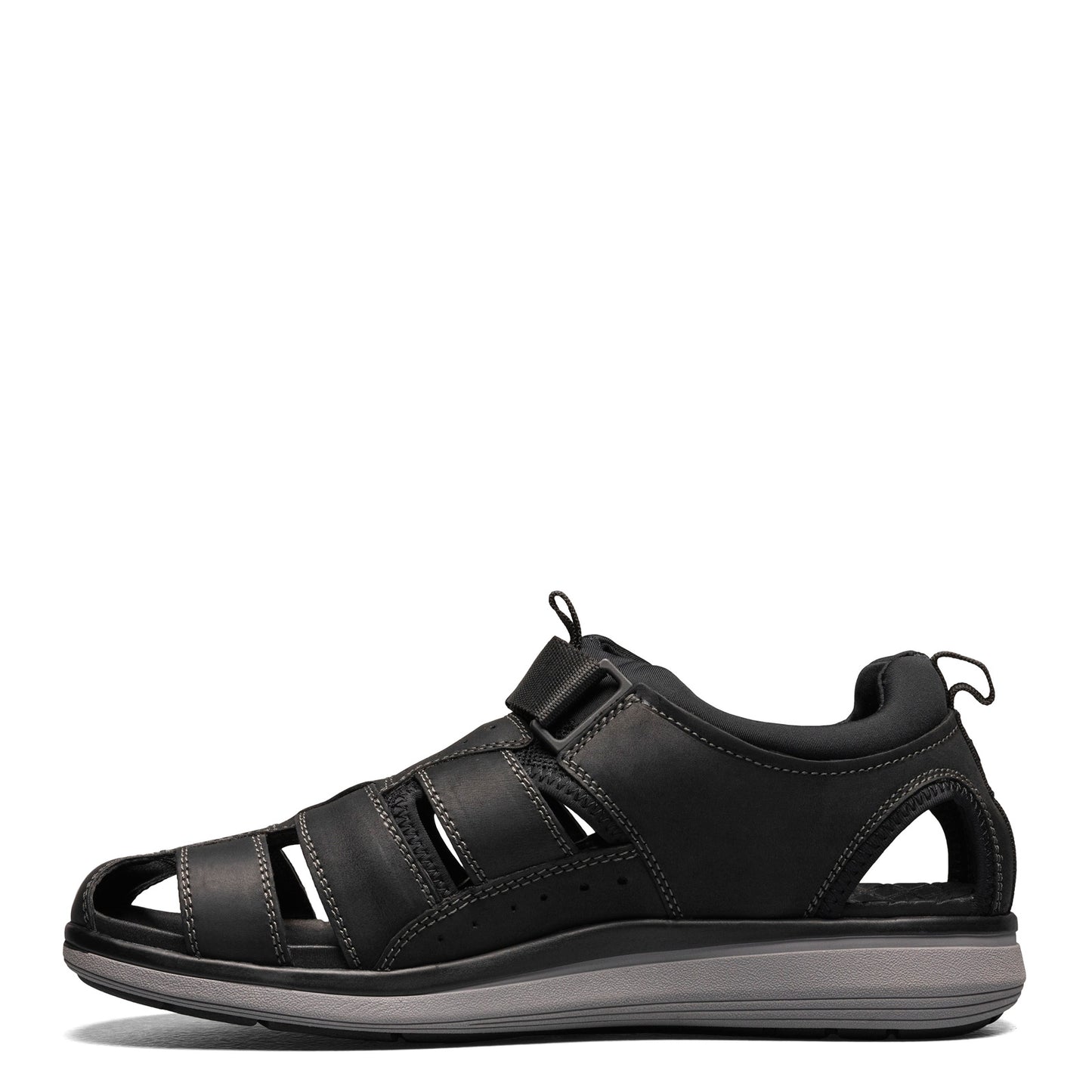 Peltz Shoes  Men's Florsheim Venture Fisherman Sandal Black Crazy Horse 14320-010