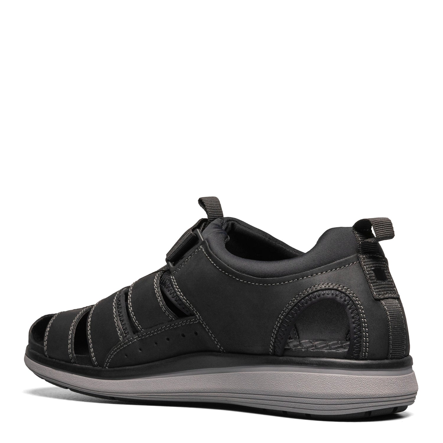Peltz Shoes  Men's Florsheim Venture Fisherman Sandal Black Crazy Horse 14320-010