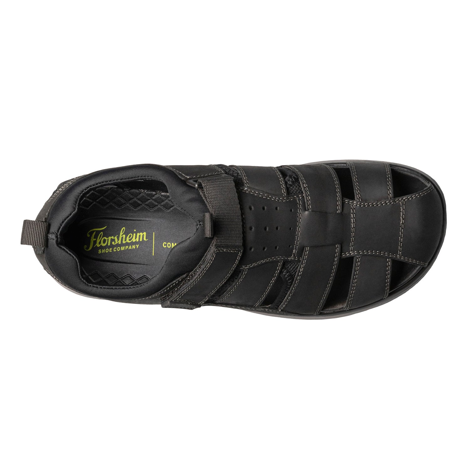 Peltz Shoes  Men's Florsheim Venture Fisherman Sandal Black Crazy Horse 14320-010