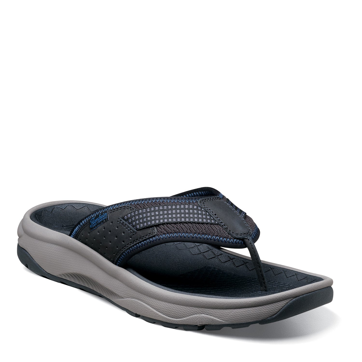 Peltz Shoes  Men's Florsheim Tread Lite Thong Sandal BLACK 14363-001