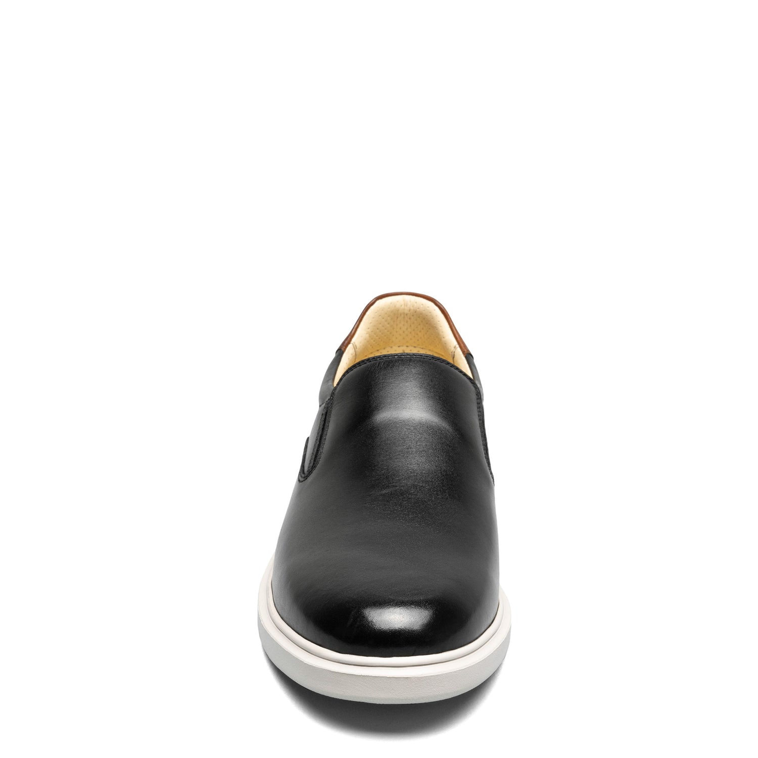 Peltz Shoes  Men's Florsheim Social Plain Toe Slip-On BLACK/WHITE SOLE 14428-111