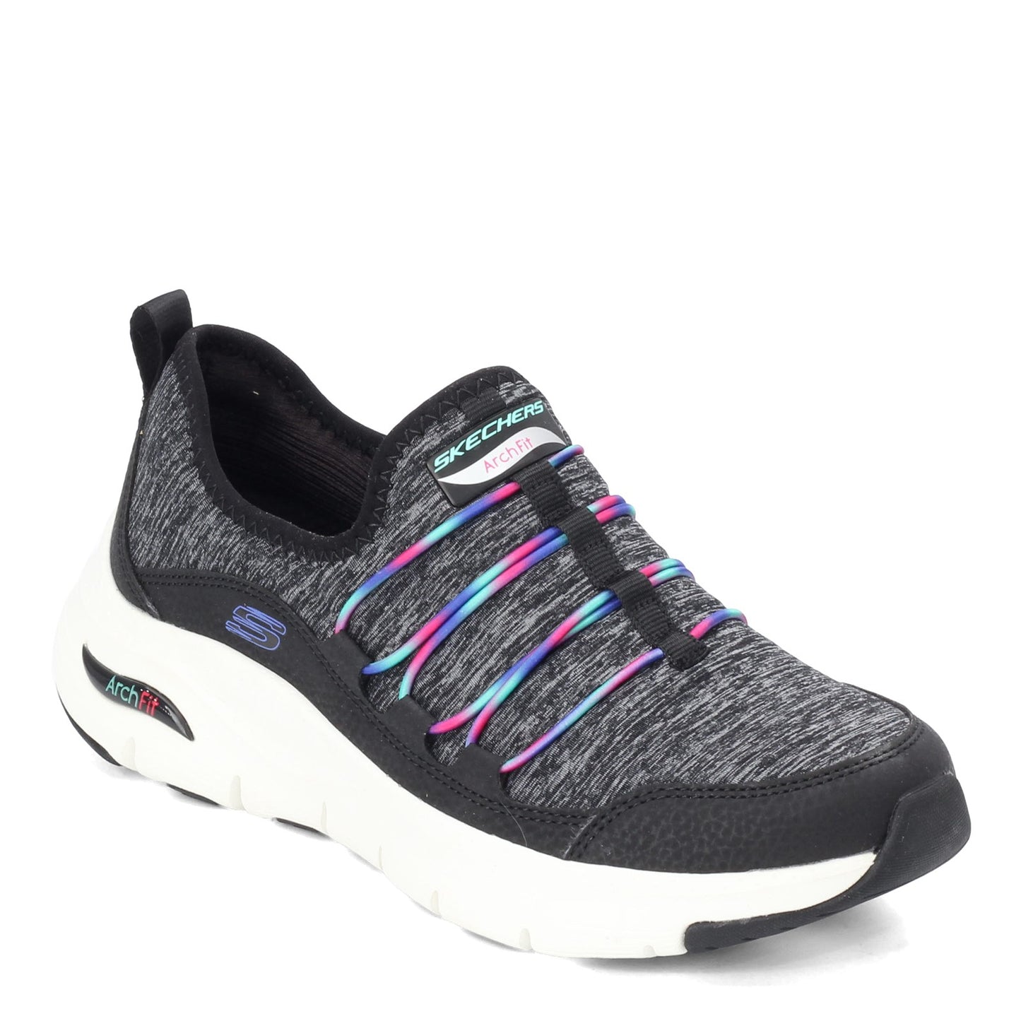 Peltz Shoes  Women's Skechers Arch Fit - Rainbow View Sneaker BLACK MULTI 149061-BKMT