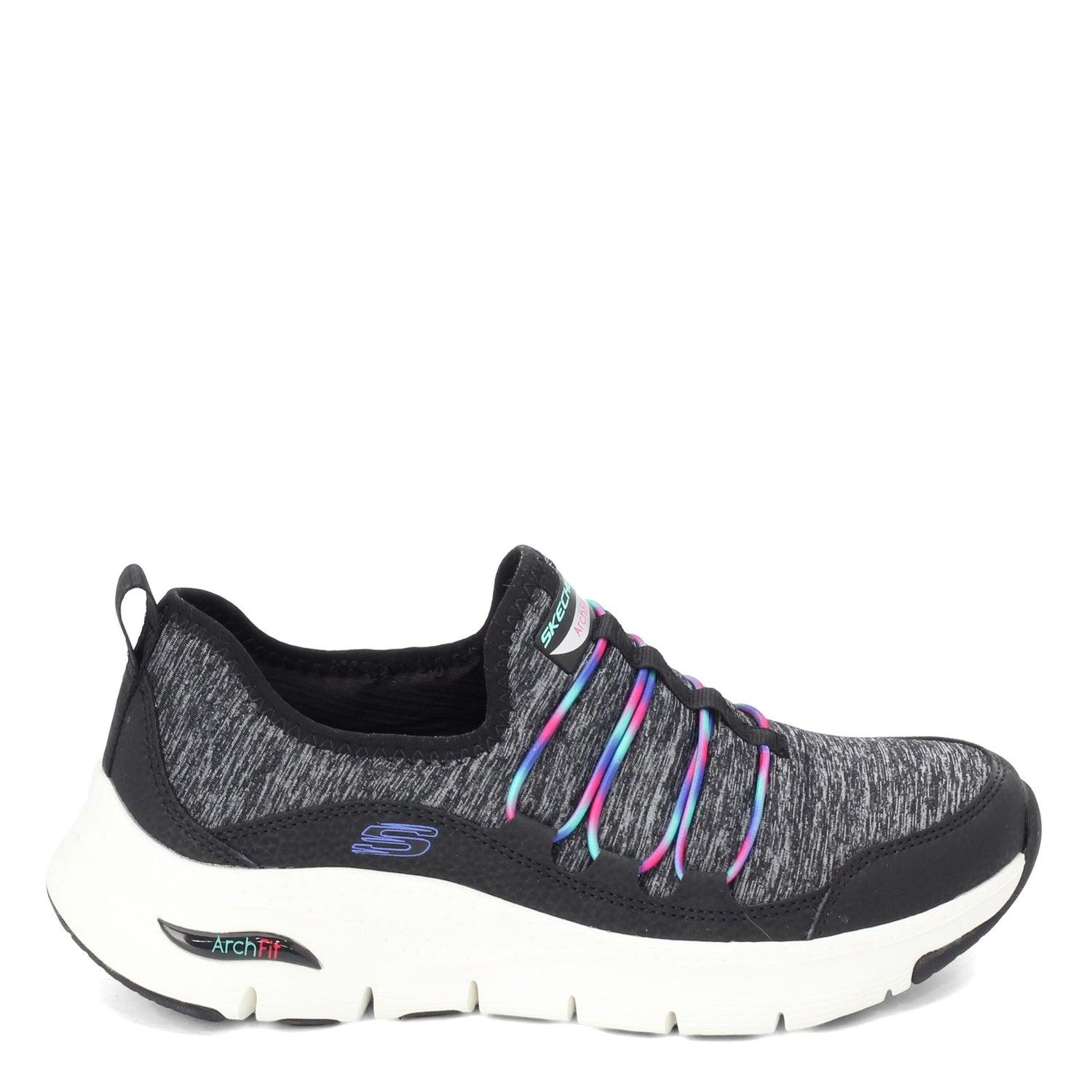 Peltz Shoes  Women's Skechers Arch Fit - Rainbow View Sneaker BLACK MULTI 149061-BKMT
