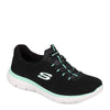 Peltz Shoes  Women's Skechers Summits - Cool Classic Sneaker - Wide Width BLACK TURQUOISE 149206W-BKTQ