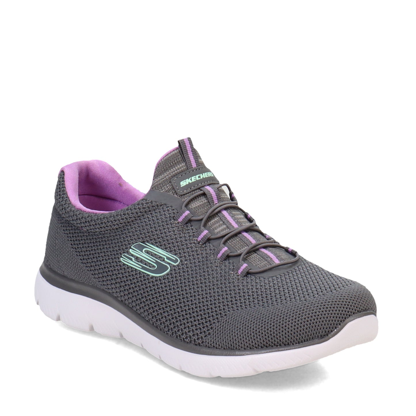 Peltz Shoes  Women's Skechers Summits - Cool Classic Sneaker - Wide Width Charcoal/Lavender 149206W-CCLV