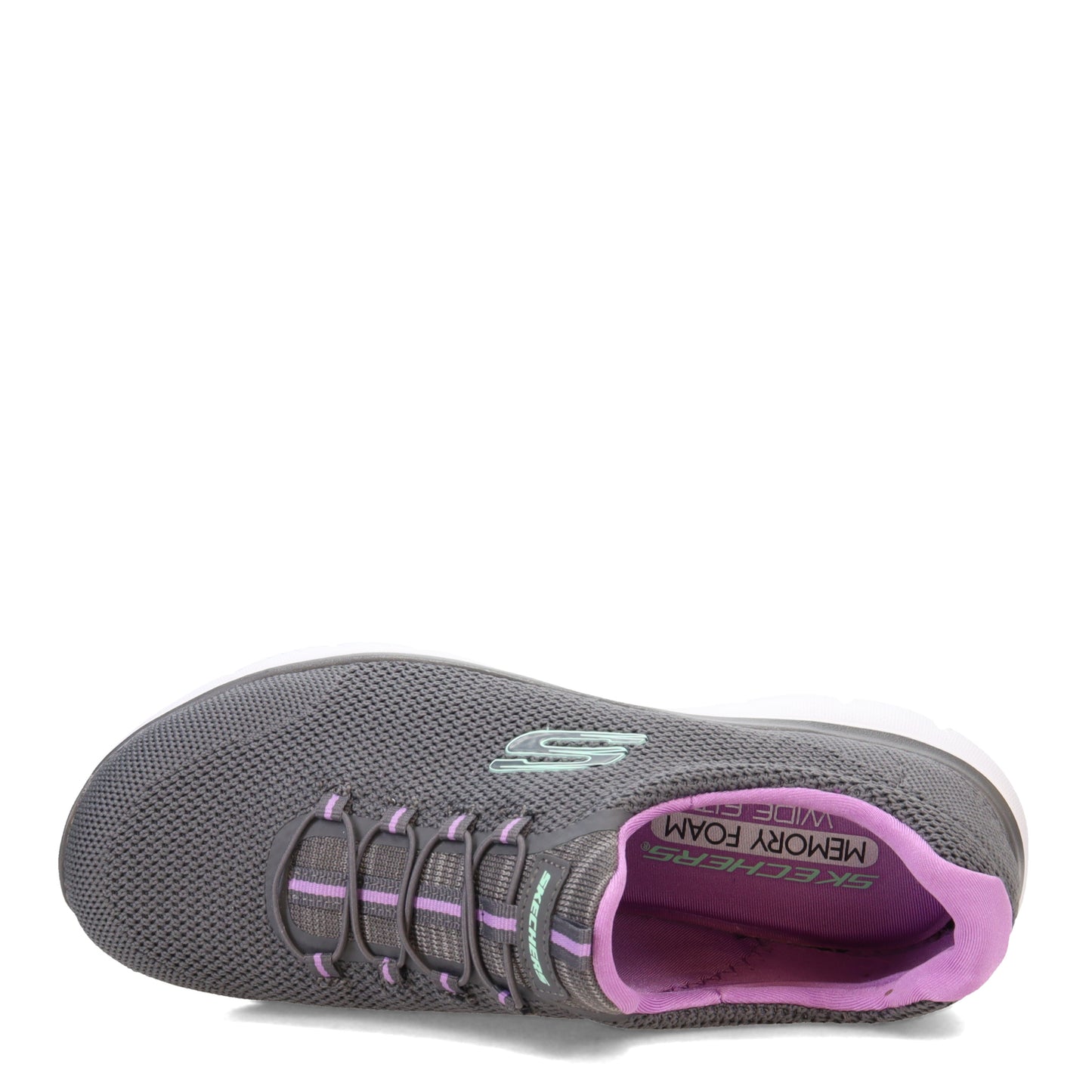 Peltz Shoes  Women's Skechers Summits - Cool Classic Sneaker - Wide Width Charcoal/Lavender 149206W-CCLV