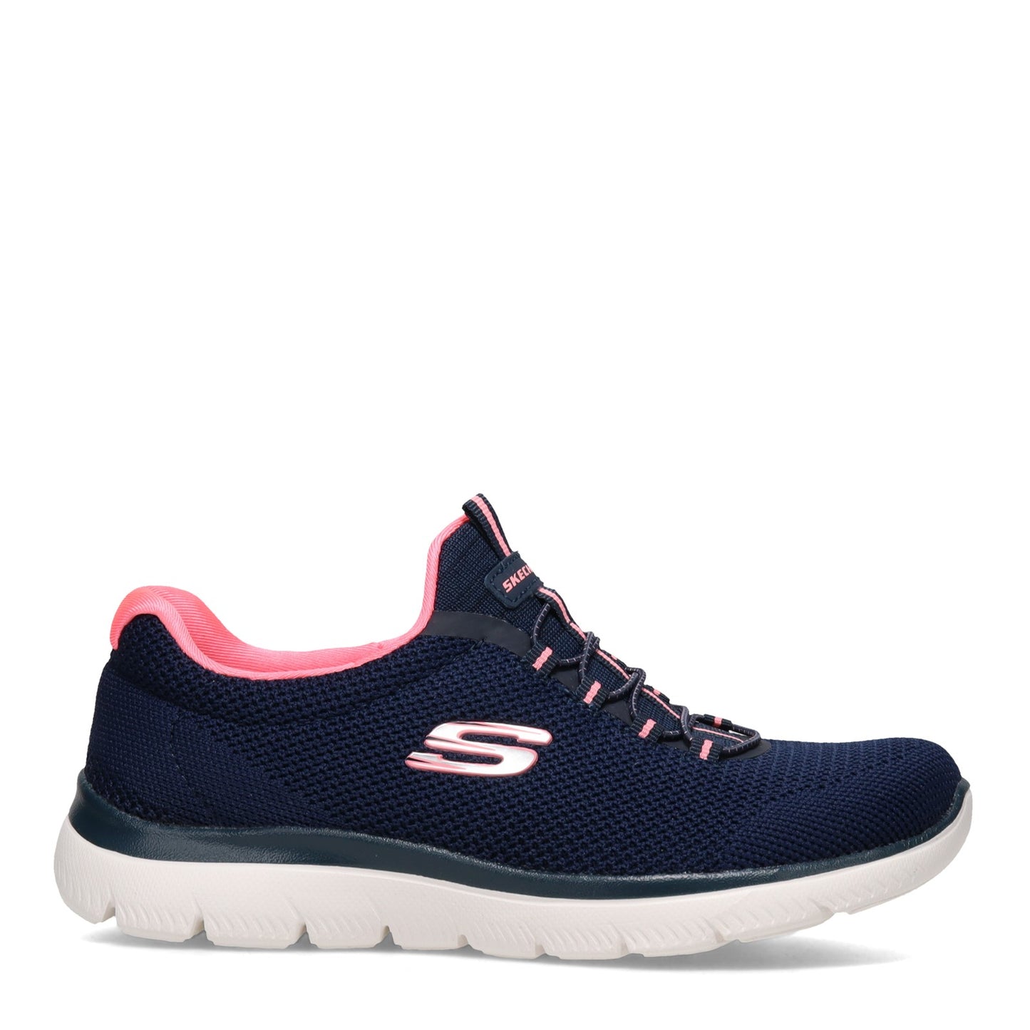 Peltz Shoes  Women's Skechers Summits - Cool Classic Sneaker - Wide Width NAVY / PINK 149206W-NVPK
