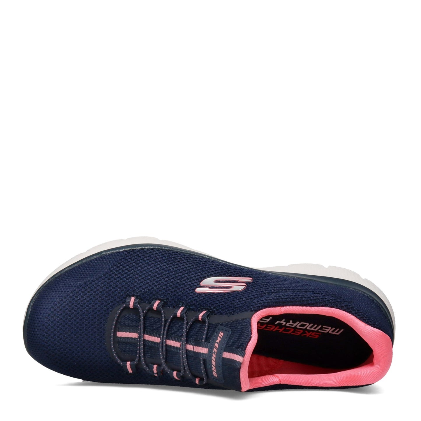Peltz Shoes  Women's Skechers Summits - Cool Classic Sneaker - Wide Width NAVY / PINK 149206W-NVPK