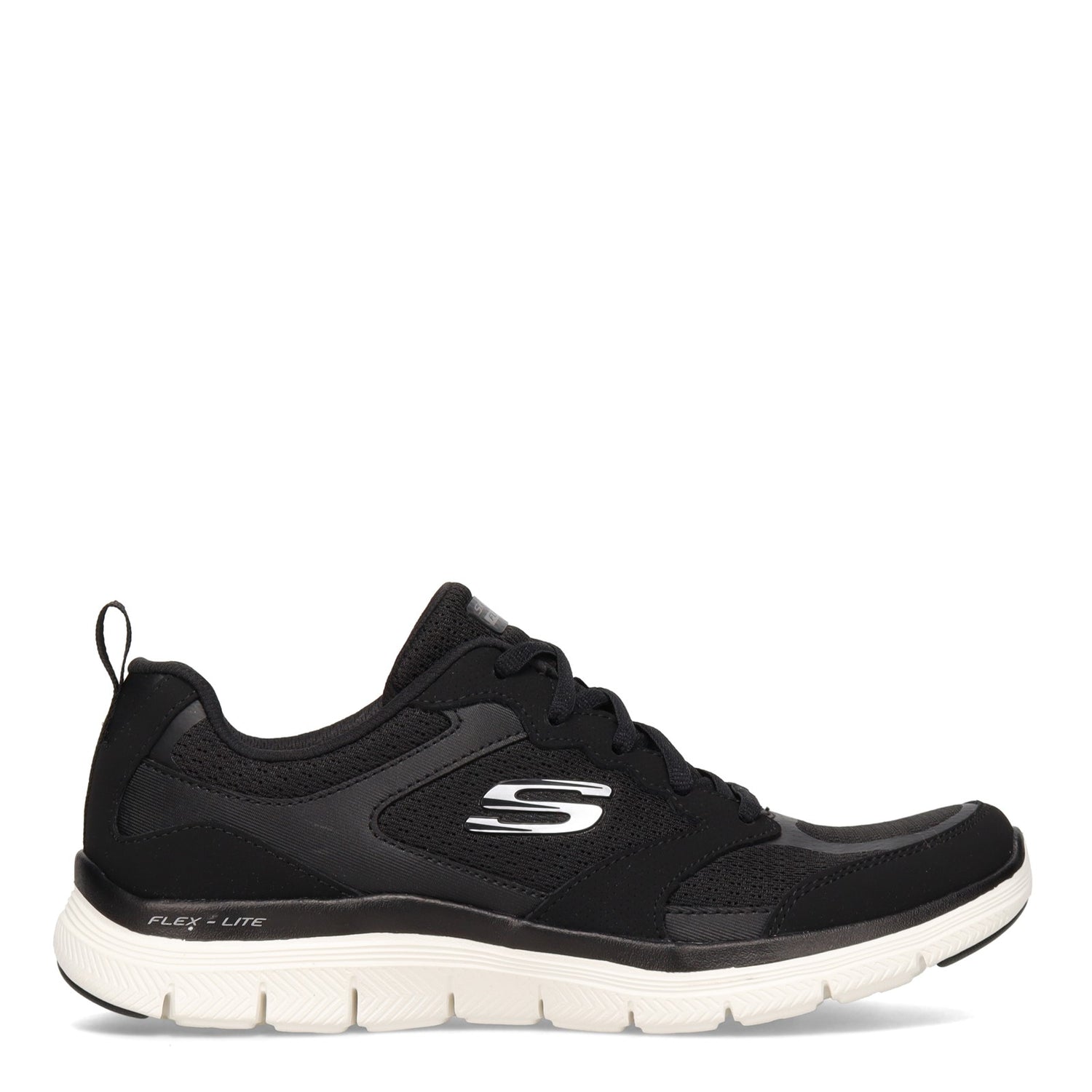 Peltz Shoes  Women's Skechers Flex Appeal 4.0 Sneaker BLACK / WHITE 149305-BKW