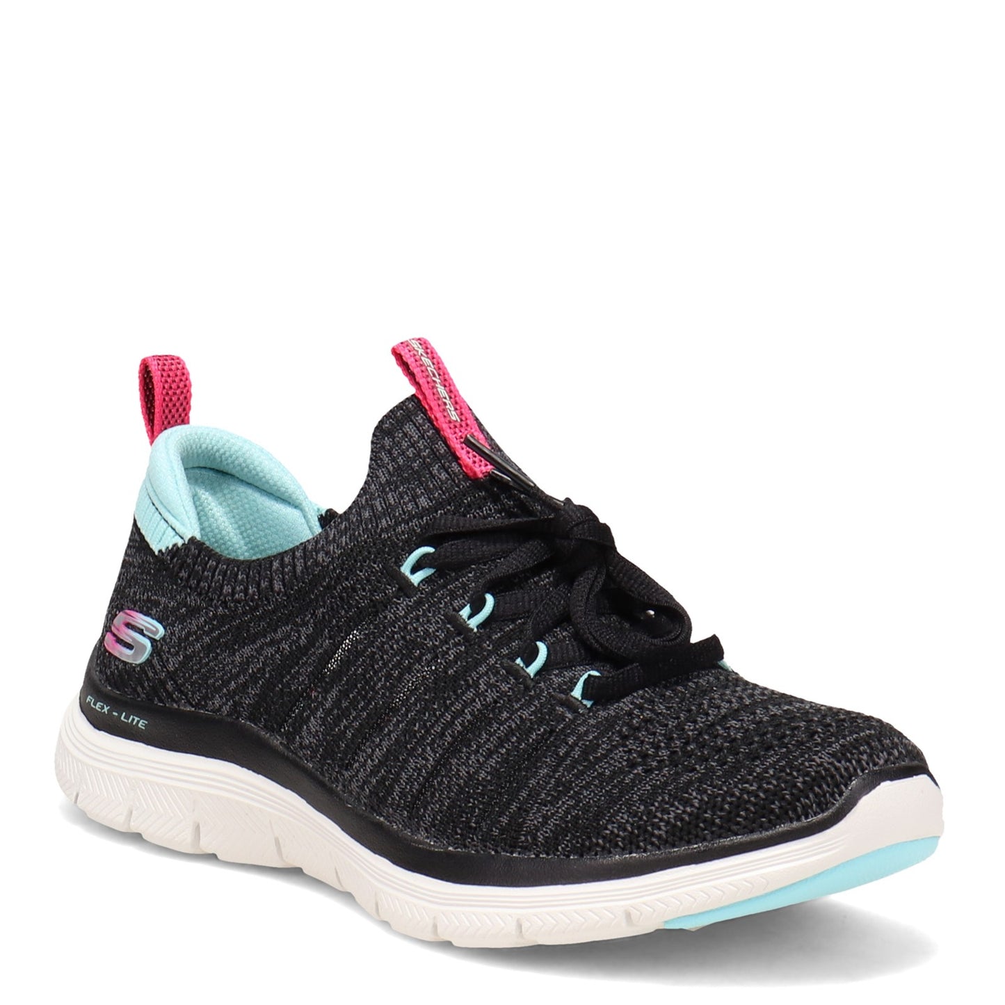 Peltz Shoes  Women's Skechers Flex Appeal 4.0 - Simple Joy Sneaker BLACK / BLUE 149306-BKLB
