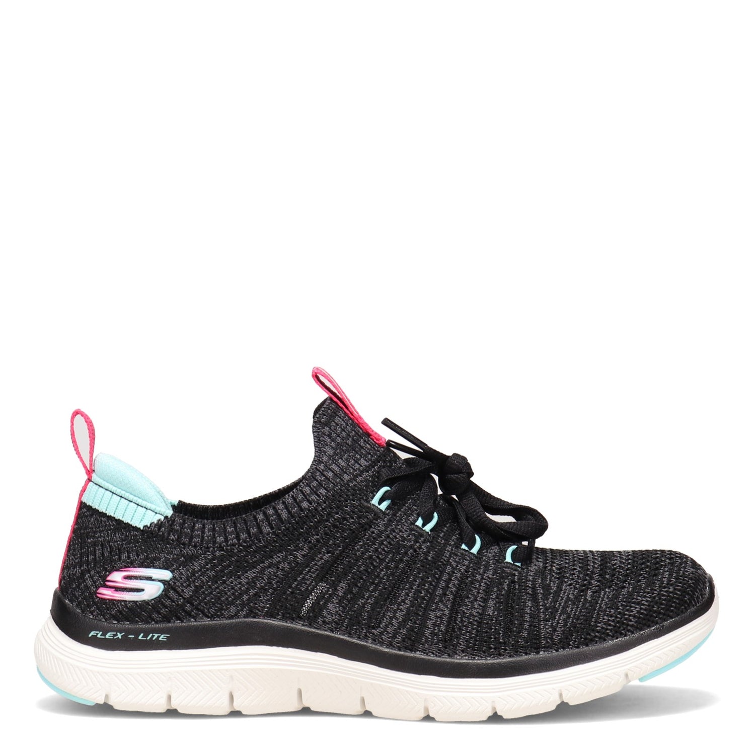 Peltz Shoes  Women's Skechers Flex Appeal 4.0 - Simple Joy Sneaker BLACK / BLUE 149306-BKLB