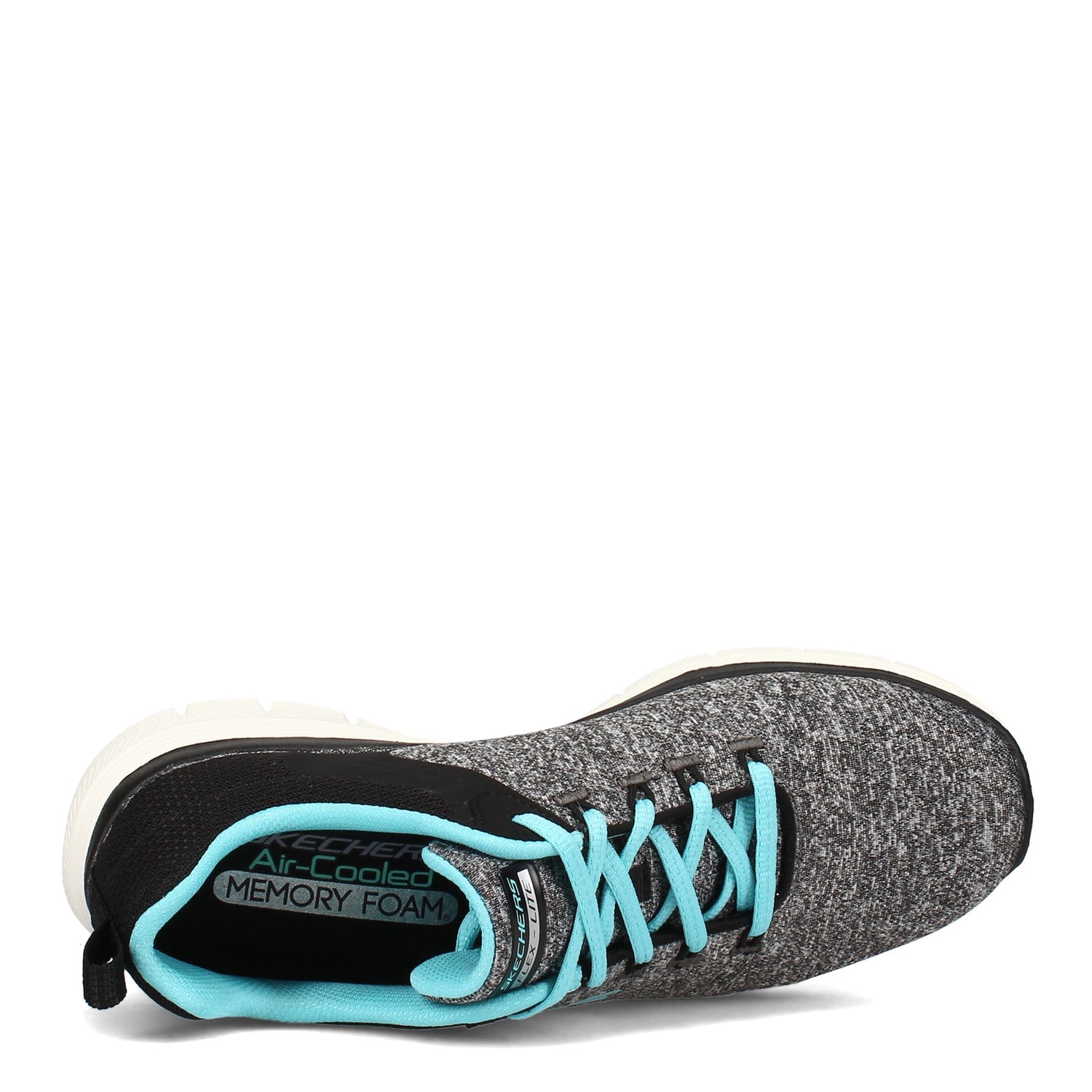 Peltz Shoes  Women's Skechers Flex Appeal 4.0 Sneaker BLACK / BLUE 149307-BKLB