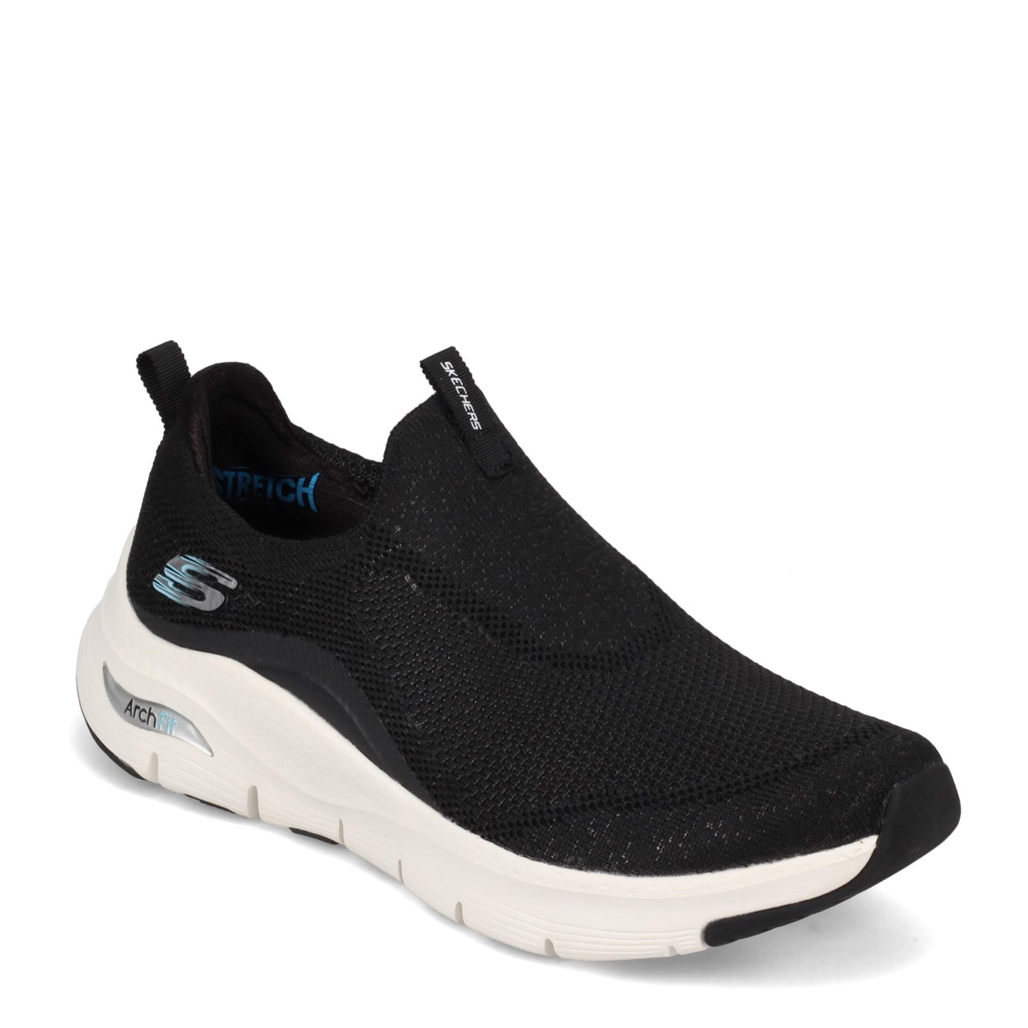 Peltz Shoes  Women's Skechers Arch Fit - Keep It Up Slip-On BLACK / WHITE 149415-BKW