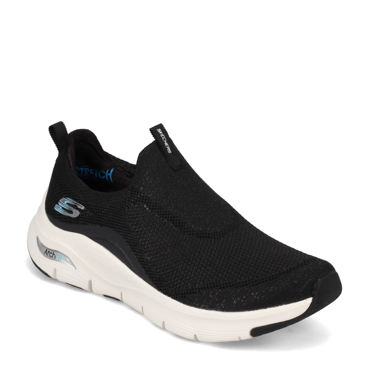 Peltz Shoes  Women's Skechers Arch Fit - Keep It Up Slip-On BLACK / WHITE 149415-BKW