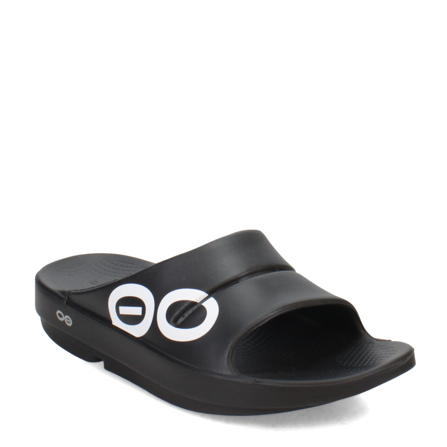Peltz Shoes  Women's Oofos OOahh Slide Sandal BLACK/WHITE 1500-BLACKWHT