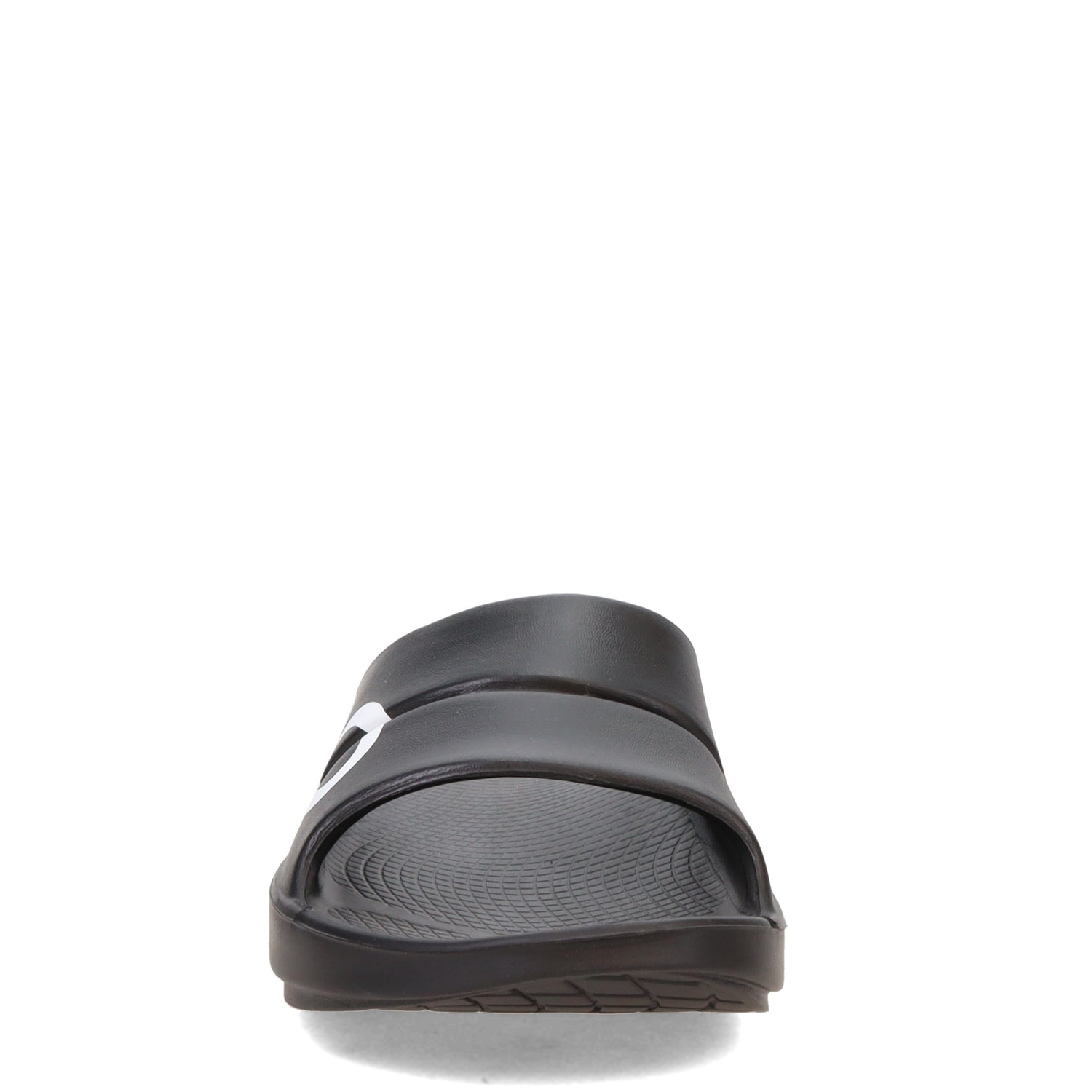 Peltz Shoes  Women's Oofos OOahh Slide Sandal BLACK/WHITE 1500-BLACKWHT
