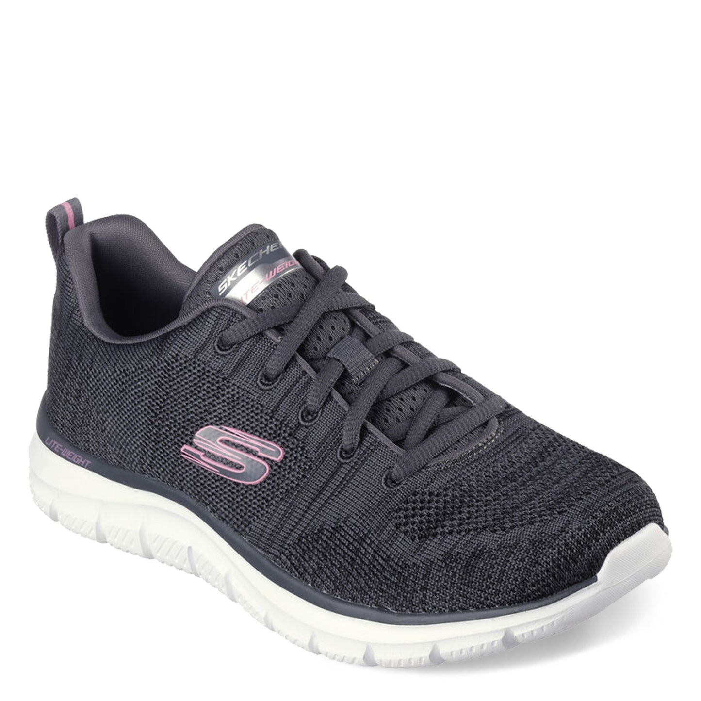 Peltz Shoes  Women's Skechers Track - Daytime Dreamer Sneaker CHARCOAL PINK 150142-CCPK
