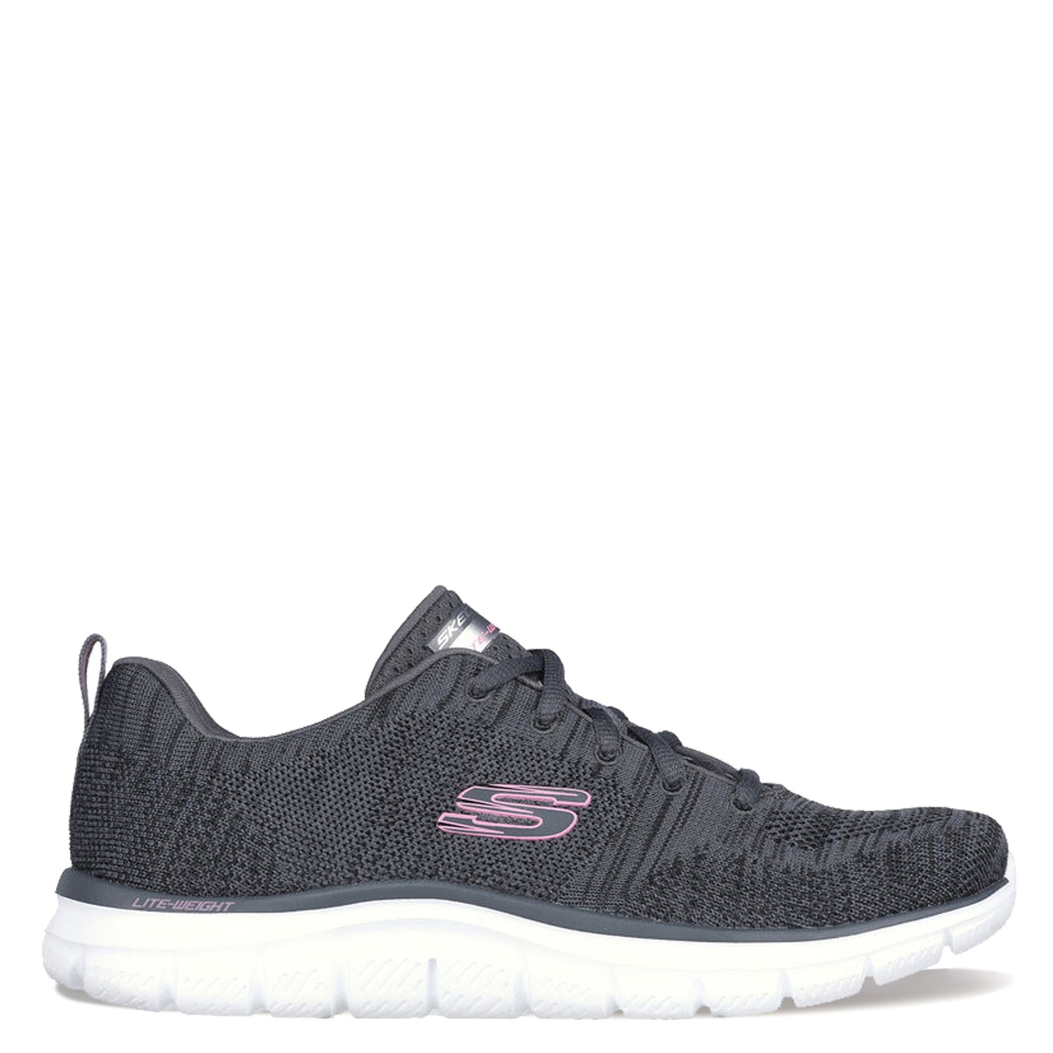 Peltz Shoes  Women's Skechers Track - Daytime Dreamer Sneaker CHARCOAL PINK 150142-CCPK