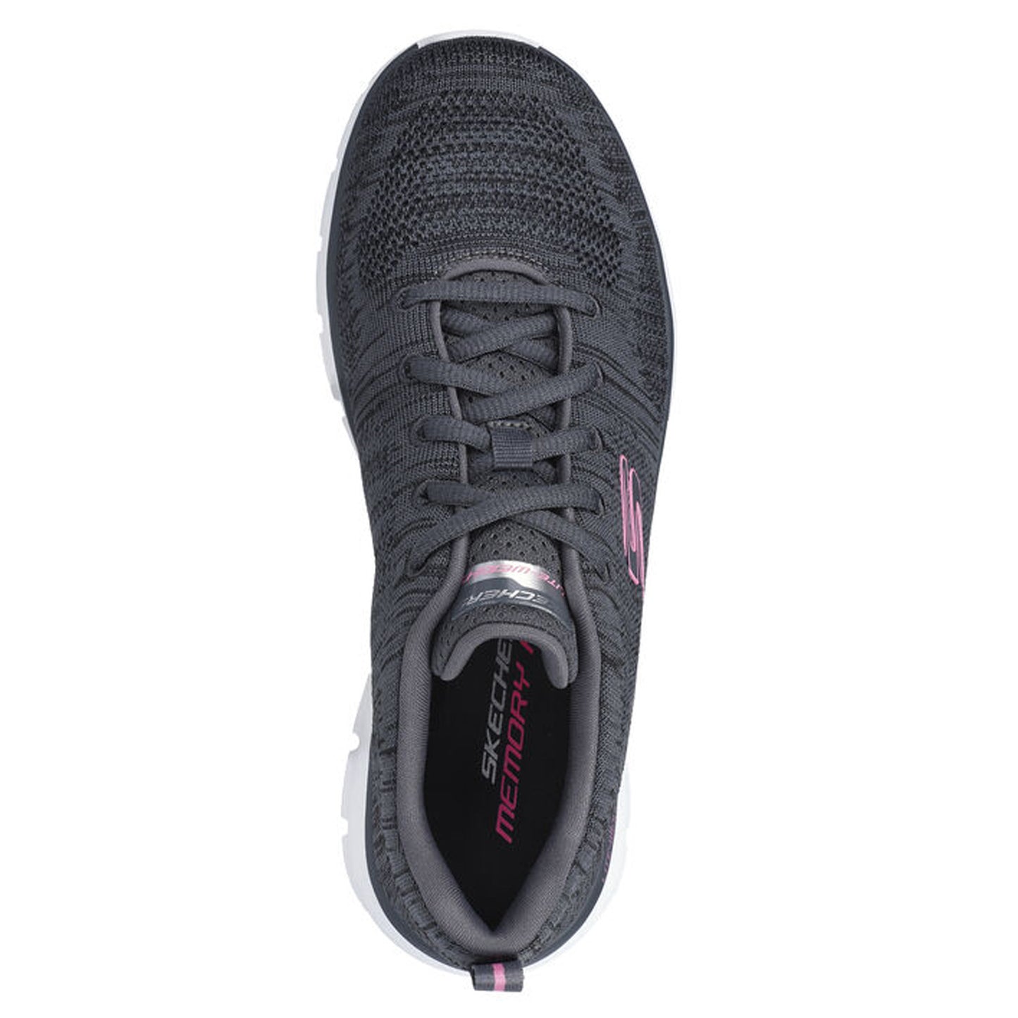 Peltz Shoes  Women's Skechers Track - Daytime Dreamer Sneaker CHARCOAL PINK 150142-CCPK