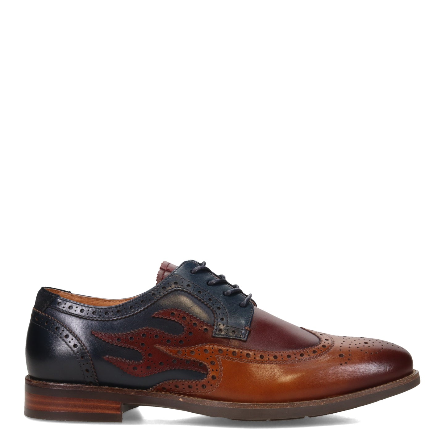 Peltz Shoes  Men's Florsheim Uptown Spicy Wingtip Oxford COGNAC NAVY 15197-229