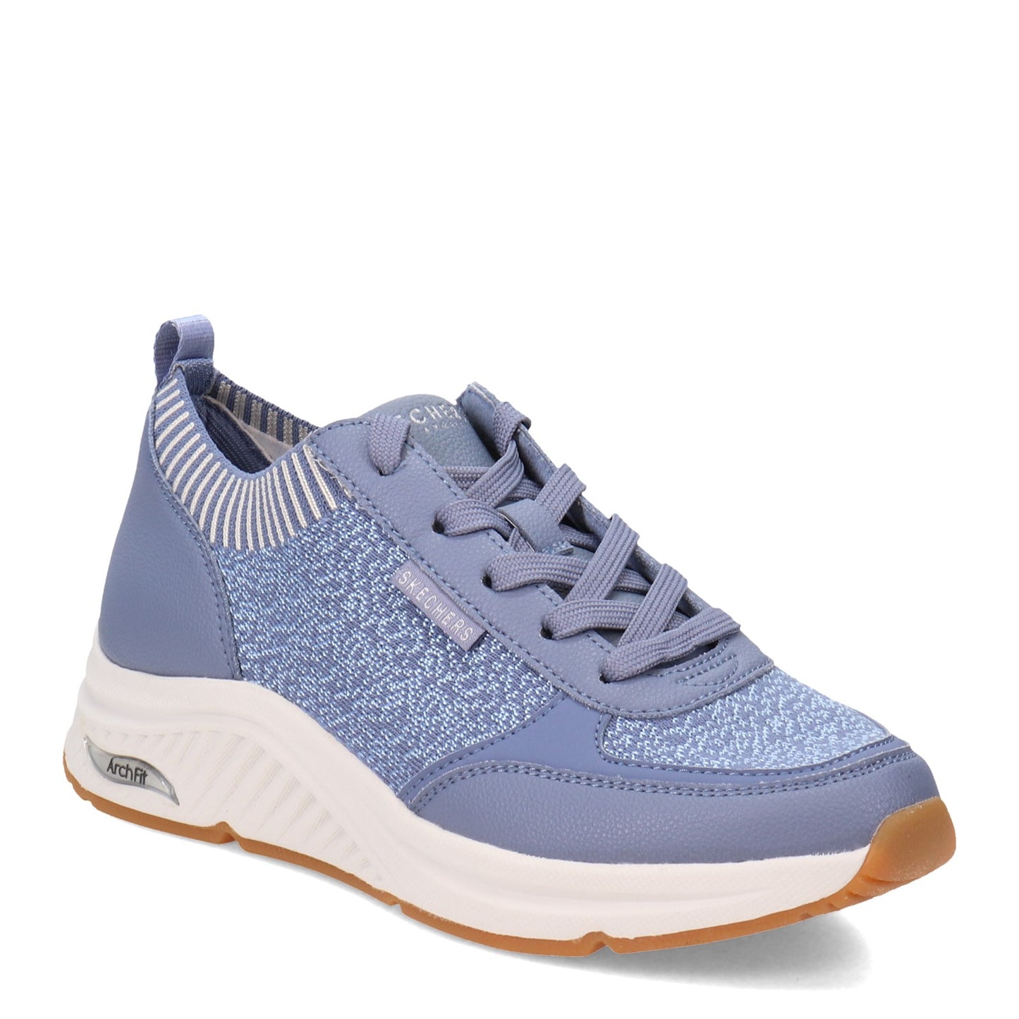 Peltz Shoes  Women's Skechers Street Arch Fit: S-Miles - Walk On Sneaker Blue 155565-BLU