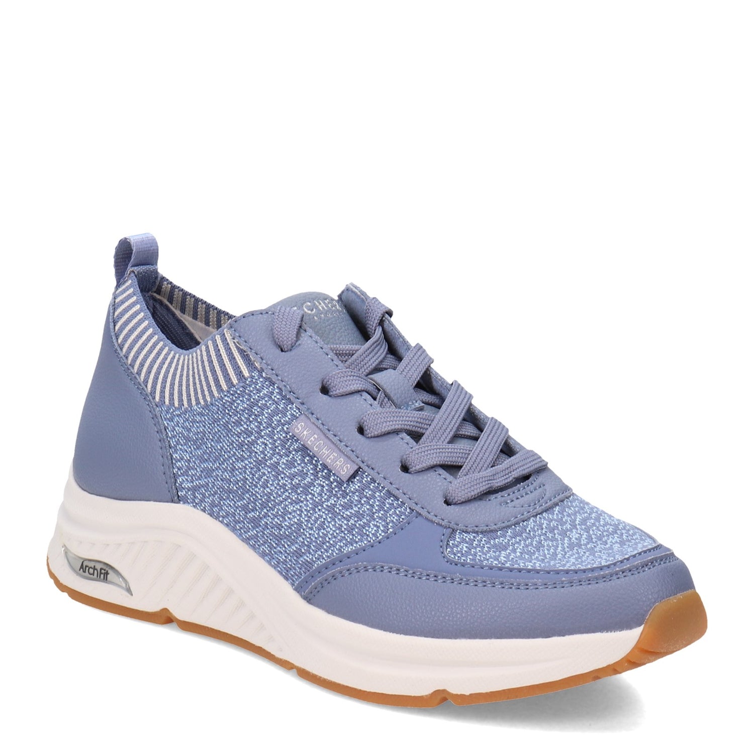 Peltz Shoes  Women's Skechers Street Arch Fit: S-Miles - Walk On Sneaker Blue 155565-BLU