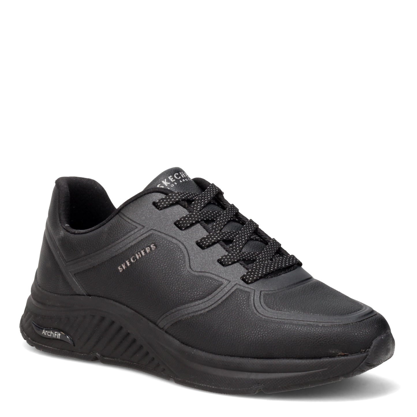 Peltz Shoes  Women's Skechers Street Arch Fit: S-Miles - Mile Makers Sneaker - Wide Width Black 155570W-BBK