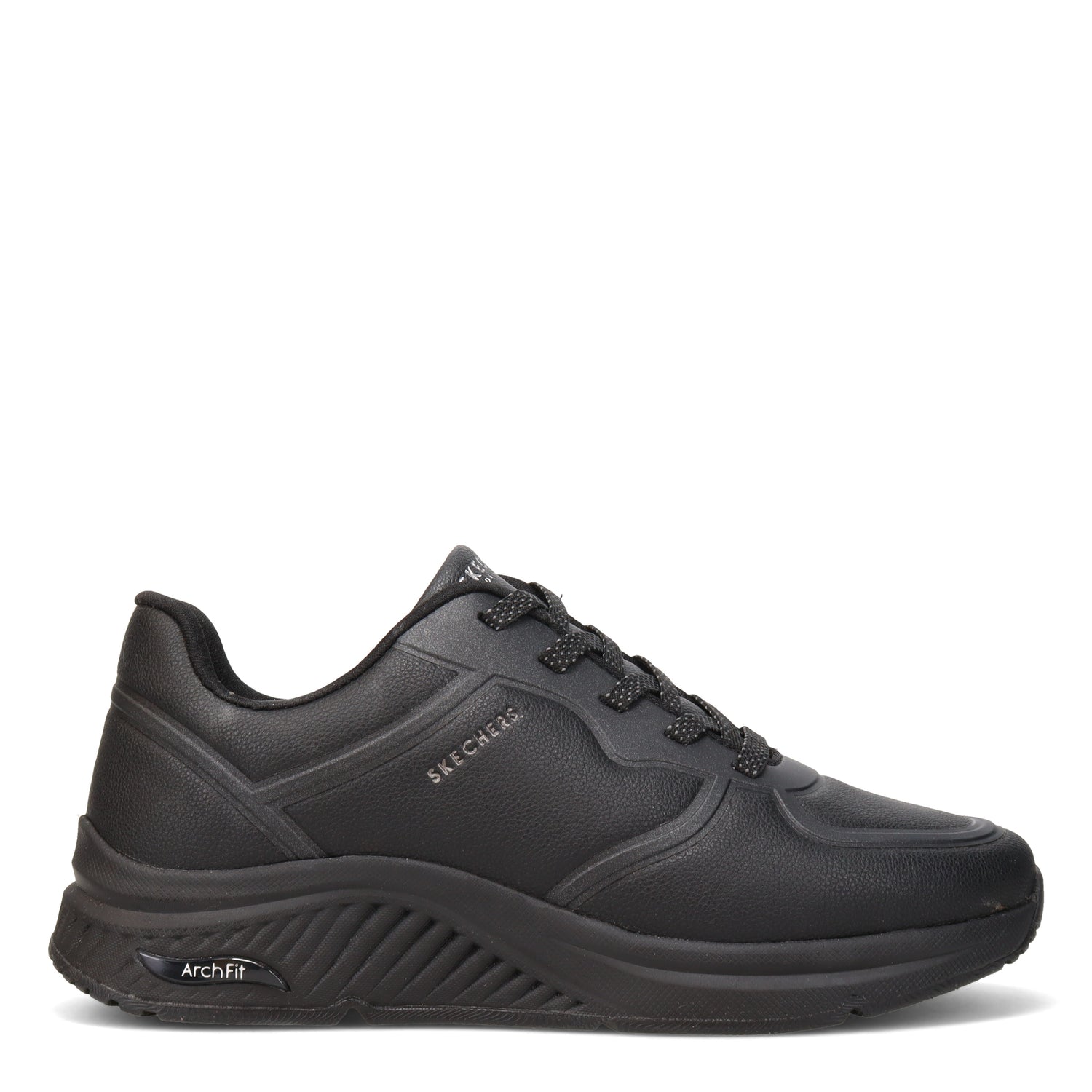 Peltz Shoes  Women's Skechers Street Arch Fit: S-Miles - Mile Makers Sneaker - Wide Width Black 155570W-BBK