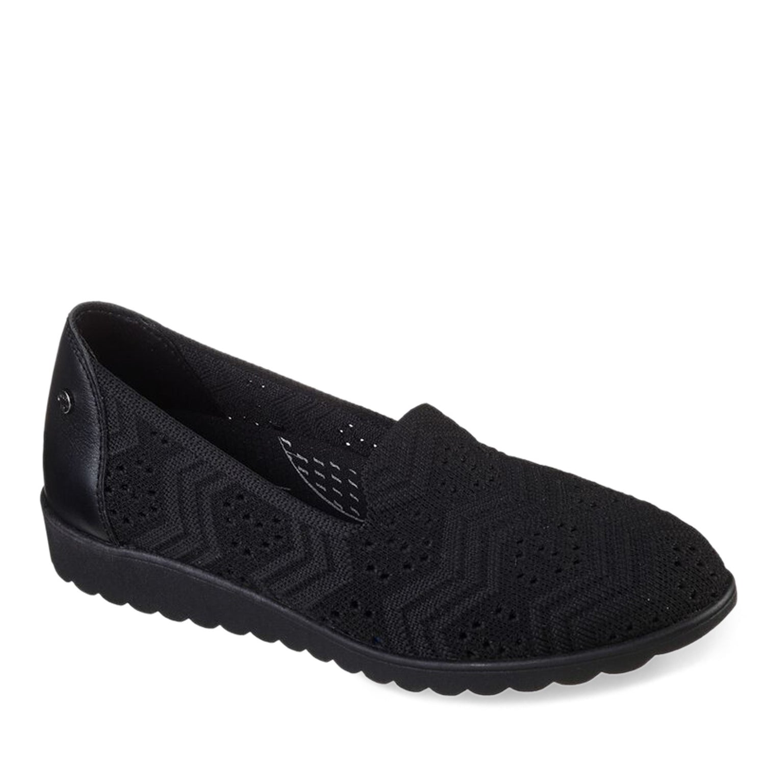 Peltz Shoes  Women's Skechers Arch Fit Cleo Wedge Slip-On BLACK 158491-BBK