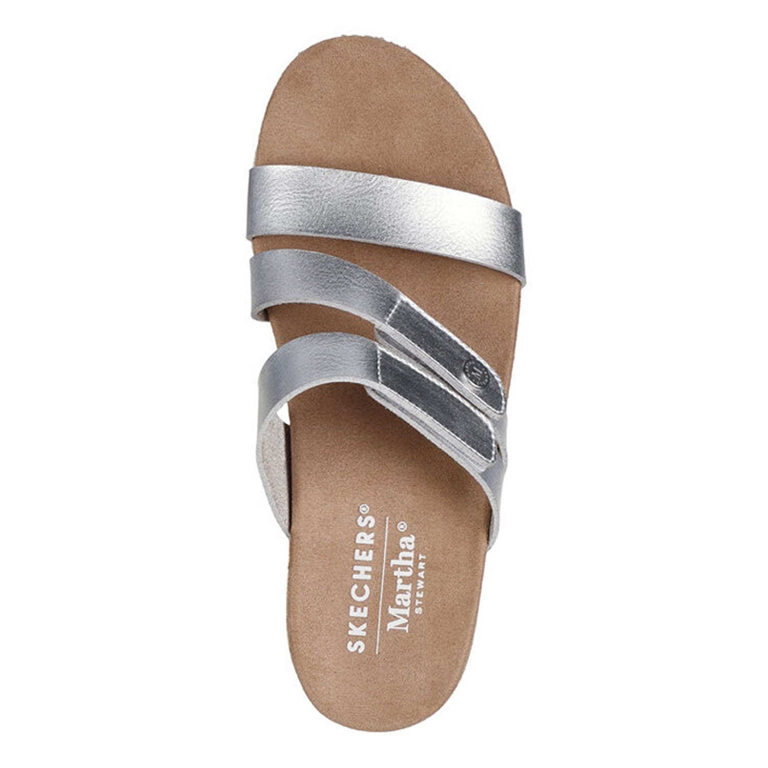 Peltz Shoes  Women's Skechers Martha Stewart: Breezie - Shiny Luster Sandal Silver 158904-SIL