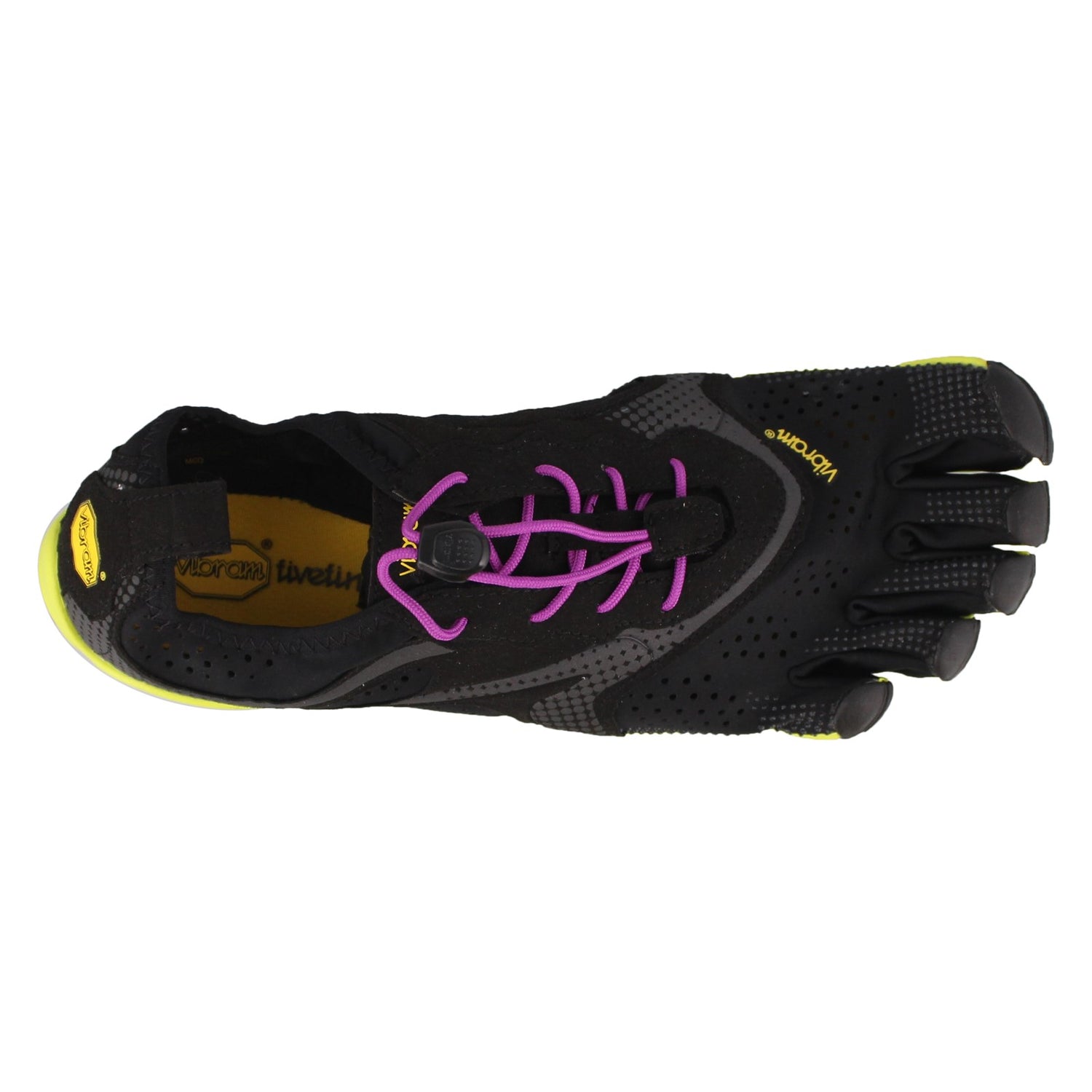 Peltz Shoes  Women's Vibram FiveFingers V- Run Running Shoe BLACK YELLOW 16W3105