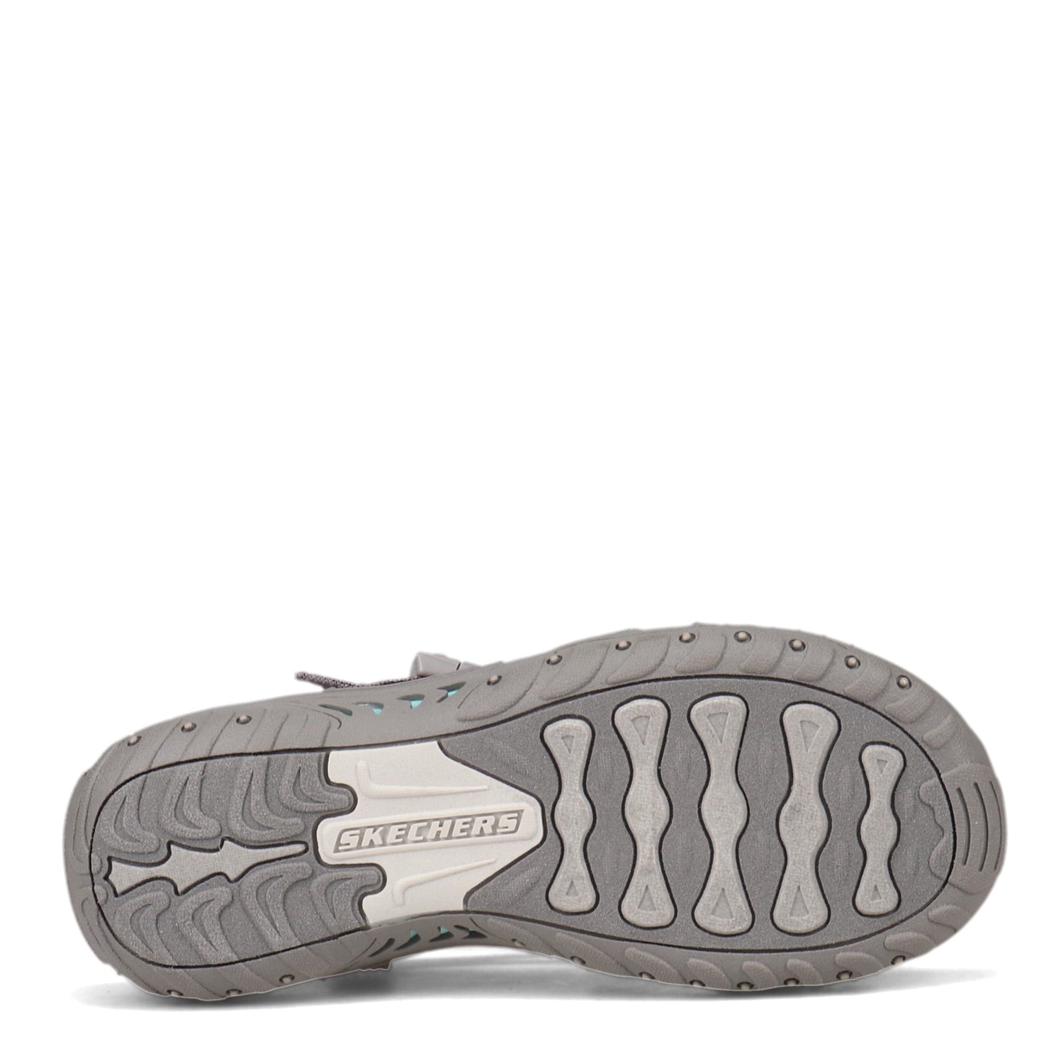 Peltz Shoes  Women's Skechers Reggae - Irie Mon Sandal Grey/Aqua 163013-GYAQ