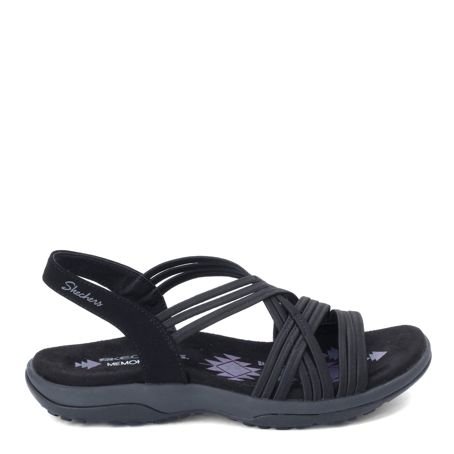 Peltz Shoes  Women's Skechers Reggae Slim - Simply Stretch Sandal Black 163023-BLK