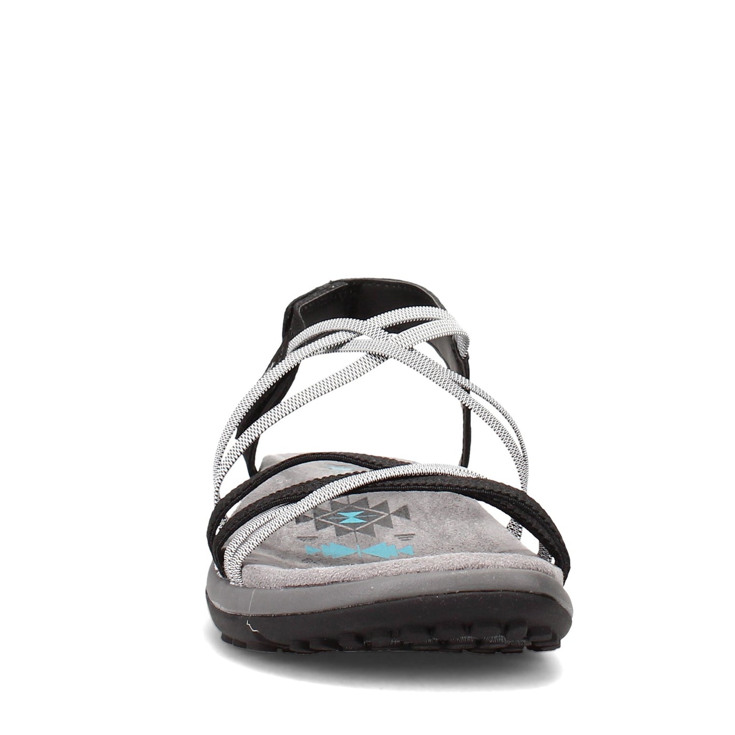 Peltz Shoes  Women's Skechers Reggae Slim - Takes Two Sandal BLACK / CHARCOAL 163112-BKCC
