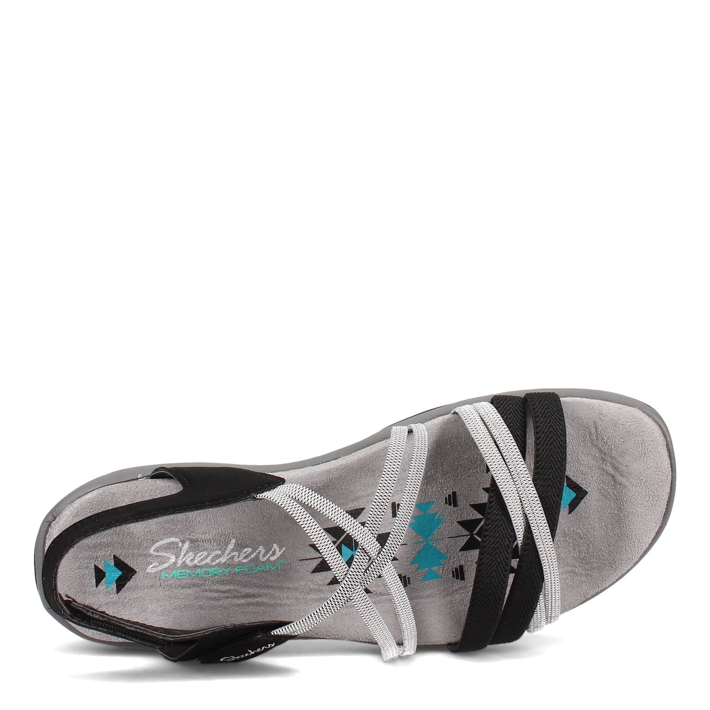 Peltz Shoes  Women's Skechers Reggae Slim - Takes Two Sandal Black/Charcoal 163112-BKCC
